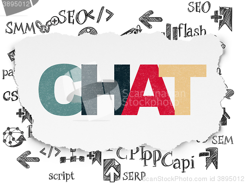 Image of Web design concept: Chat on Torn Paper background