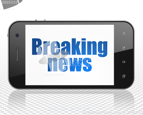 Image of News concept: Smartphone with Breaking News on display