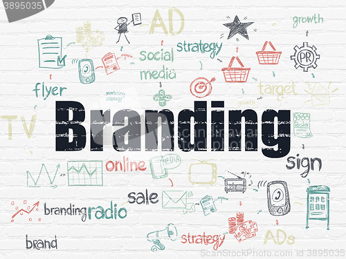 Image of Marketing concept: Branding on wall background