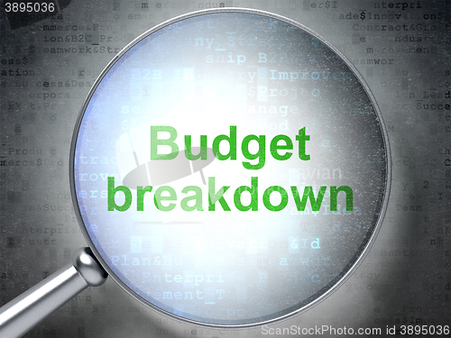 Image of Finance concept: Budget Breakdown with optical glass
