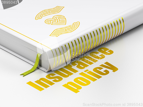Image of Insurance concept: book Heart And Palm, Insurance Policy on white background