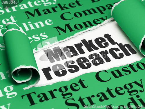 Image of Marketing concept: black text Market Research under the piece of  torn paper