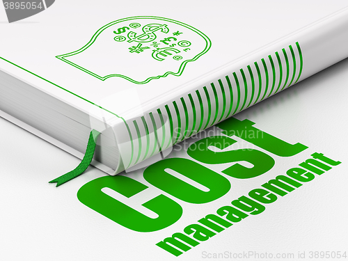 Image of Finance concept: book Head With Finance Symbol, Cost Management on white background