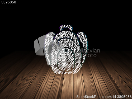 Image of Studying concept: Backpack in grunge dark room