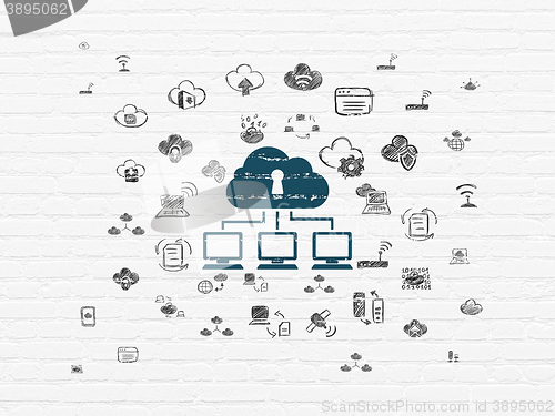 Image of Cloud networking concept: Cloud Network on wall background