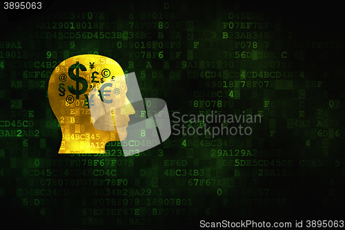 Image of Business concept: Head With Finance Symbol on digital background