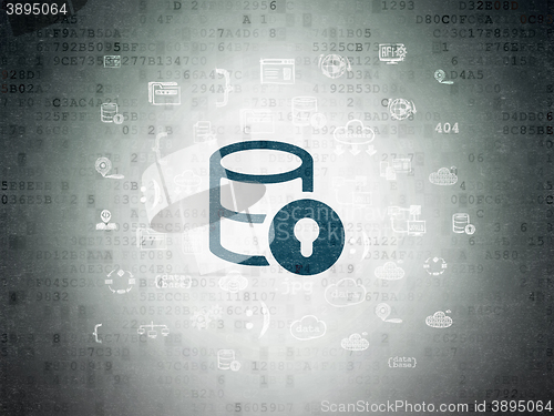 Image of Database concept: Database With Lock on Digital Data Paper background