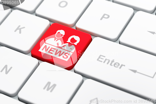 Image of News concept: Anchorman on computer keyboard background