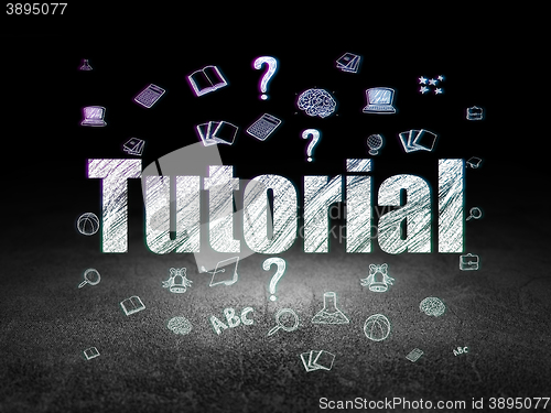 Image of Learning concept: Tutorial in grunge dark room