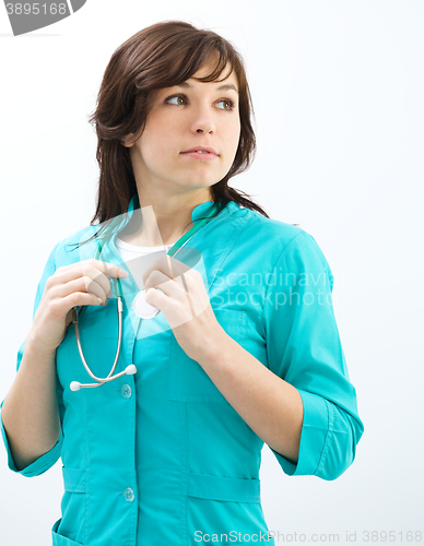 Image of Portrait of a woman wearing doctor uniform