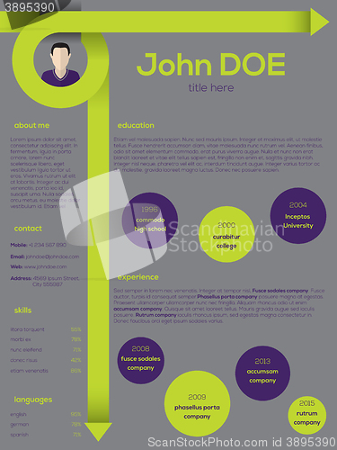 Image of Modern resume cv template with curly arrows