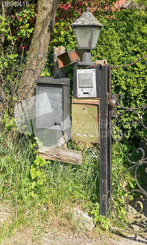 Image of garden gate and letter boxes