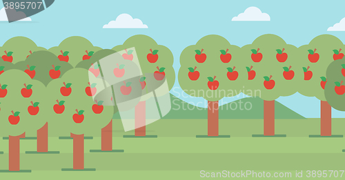 Image of Background of  trees with red apples.