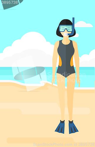 Image of Woman with swimming equipment.