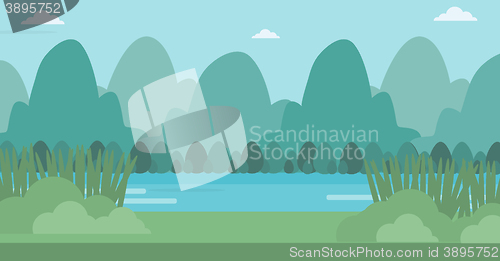 Image of Background of landscape with mountains and river.