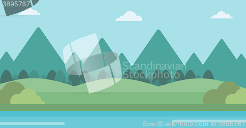 Image of Background of landscape with mountains and river.