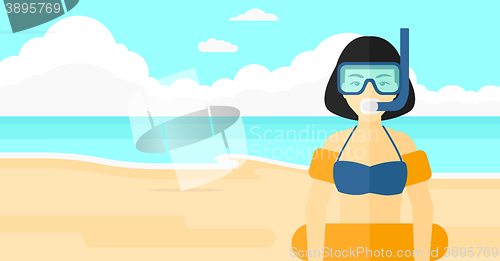 Image of Woman with swimming equipment.