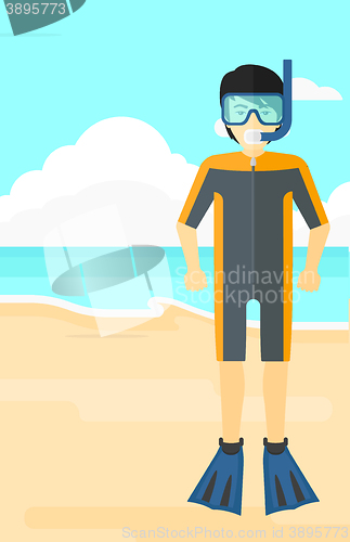 Image of Man with swimming equipment.