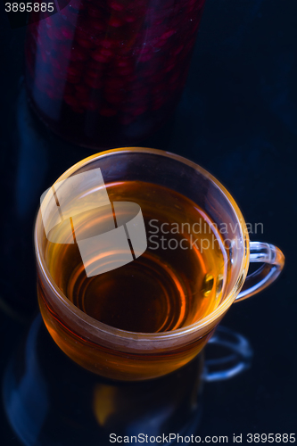 Image of jam and a Cup of tea 