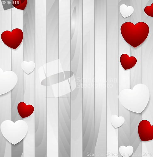 Image of Valentine hearts on light grey wooden texture background