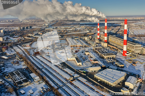 Image of City power plant in winter season. Tyumen. Russia