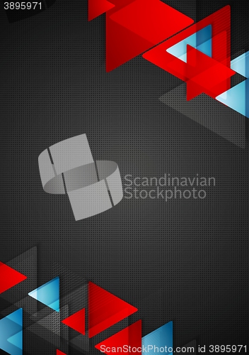 Image of Abstract blue red triangles on black background