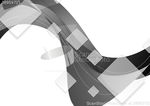 Image of Tech geometric wavy grey background