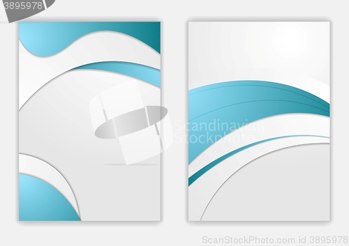 Image of Abstract blue grey wavy corporate flyer design