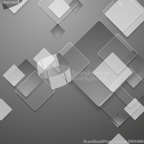 Image of Grey geometric tech background with glass squares