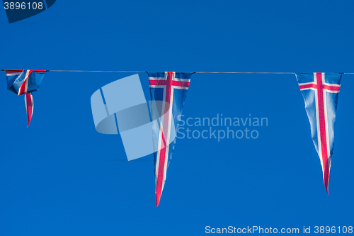 Image of Flags of Iceland on a wire