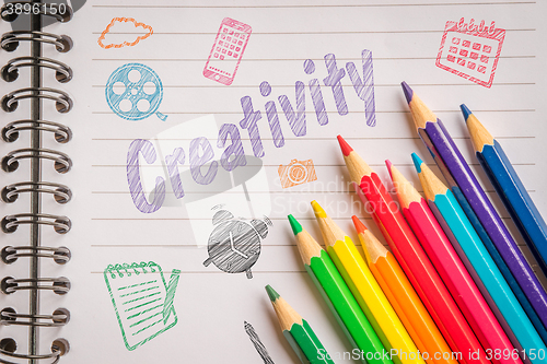 Image of Creativity on linear paper in colors