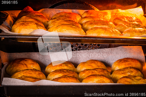 Image of Buns in a hot oven