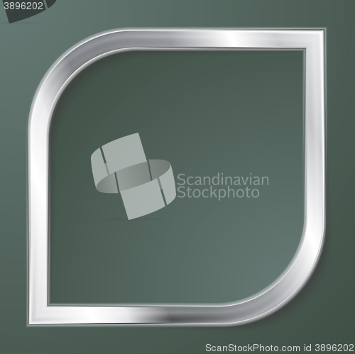 Image of Silver metal rhombus shape on green background