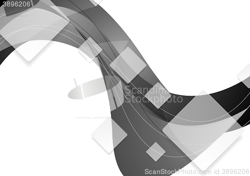 Image of Tech geometric wavy grey background