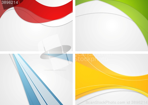 Image of Set of abstract wavy and striped bright backgrounds