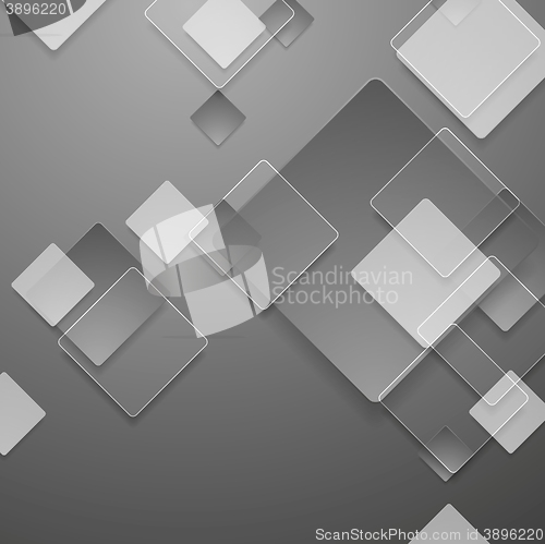 Image of Grey geometric tech background with glass squares