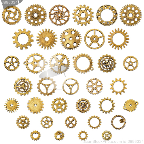 Image of Set of Vintage Mechanical Cogwheel Gears Wheels