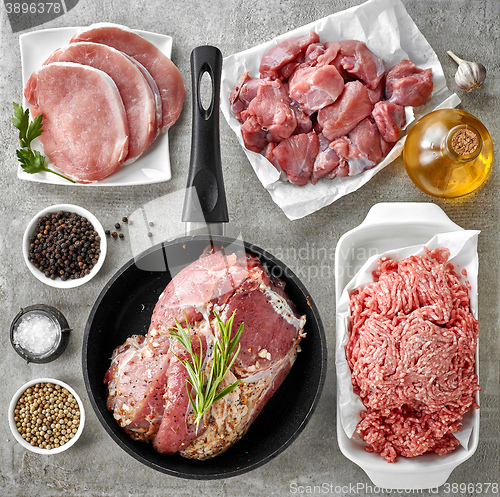 Image of different types of fresh raw meat