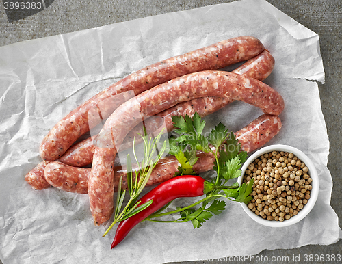 Image of fresh raw meat sausages