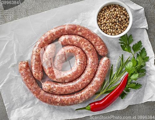 Image of fresh raw meat sausages