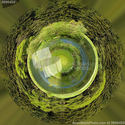 Image of Beautiful summer rural landscape, tiny planet