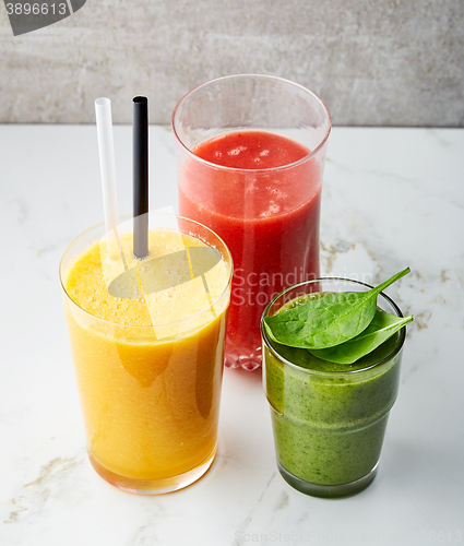 Image of glasses of various smoothies