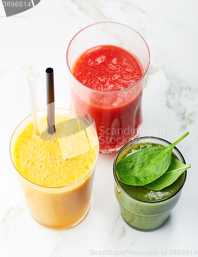 Image of glasses of various smoothies