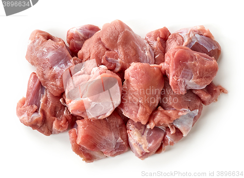 Image of heap of fresh raw meat pieces
