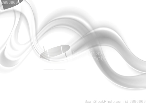 Image of Abstract smooth blurred grey waves on white background