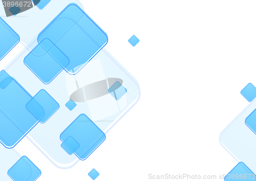 Image of Blue geometric squares on white background