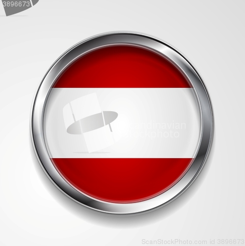 Image of Abstract button with metallic frame. Austrian flag