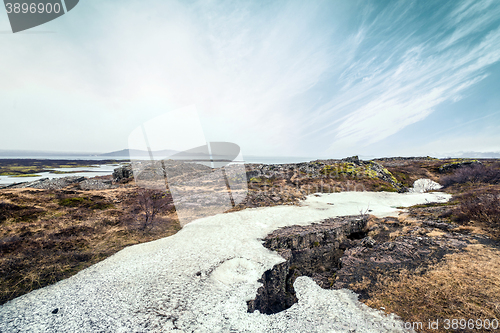 Image of Landscape with snow at Thingvellir national park