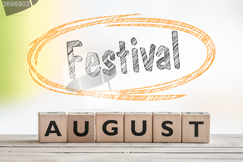 Image of August festival sign on a scene