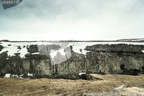 Image of Ice age scenery with snow on mountains